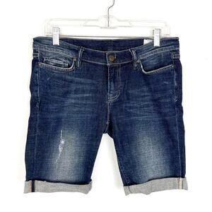 All Saints Spitalfields Womens Jeans Shorts Long Distressed